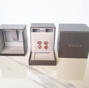 Gucci rare heart crystal GG logo earrings